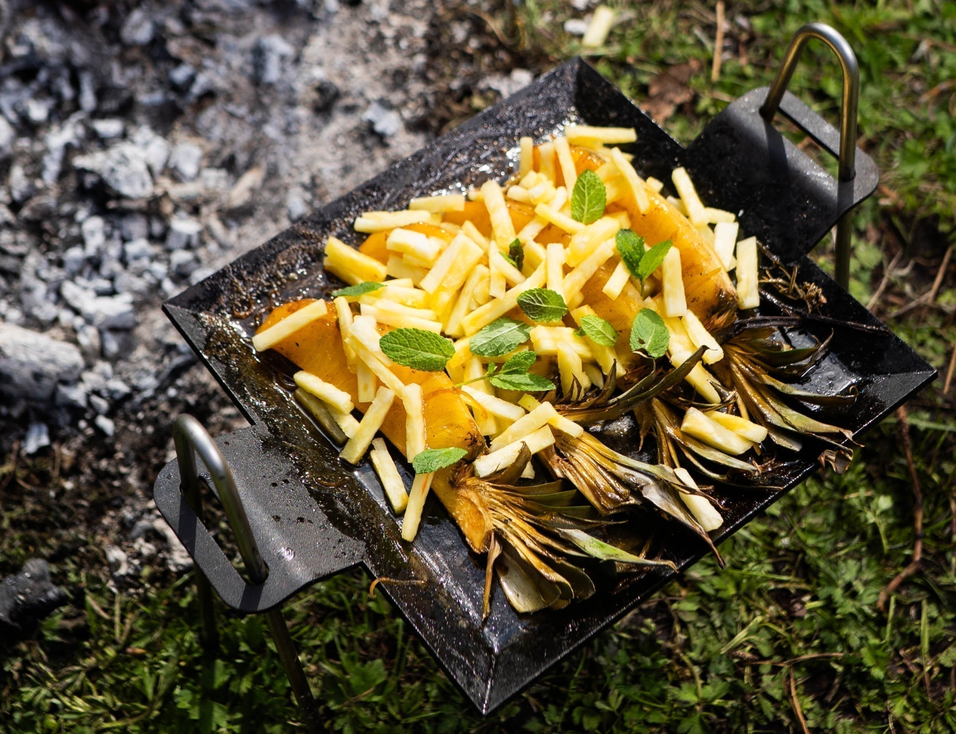 Pineapple Braised Over Campfire with Rum & Vanilla
